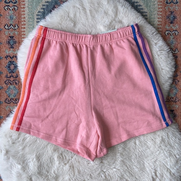 SO rainbow stripe casual sweat shorts lounge sleep Aviator Nation vibes size xs - Picture 2 of 13